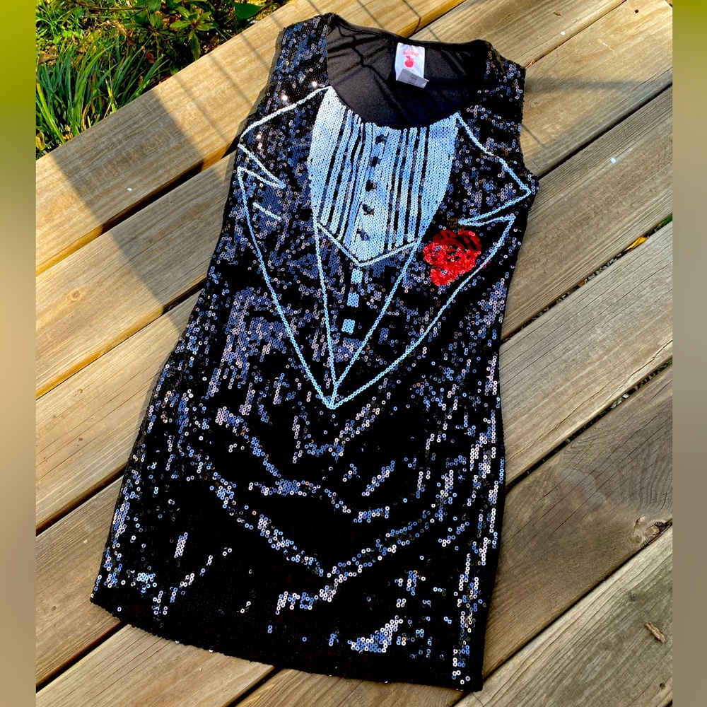 Delicious sequin tuxedo dress
